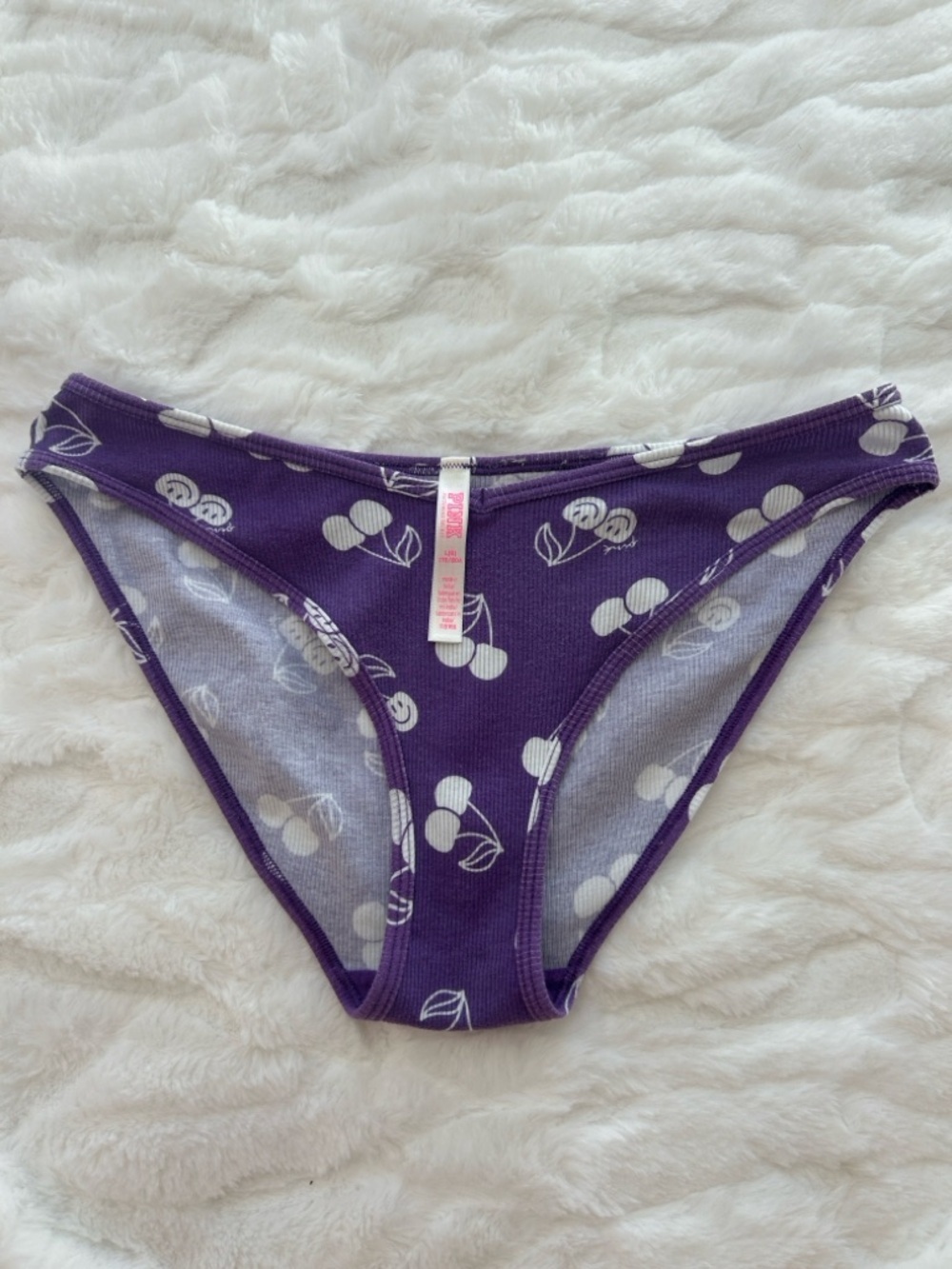 PINK Victoria’s Secret Bikini Ribbed Cherry Print Panty L